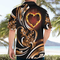Personalised Polynesian Fiery Heart Hawaiian Shirt Passionate Love