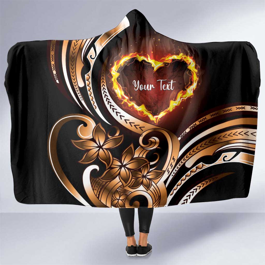 Personalised Polynesian Fiery Heart Hooded Blanket Passionate Love