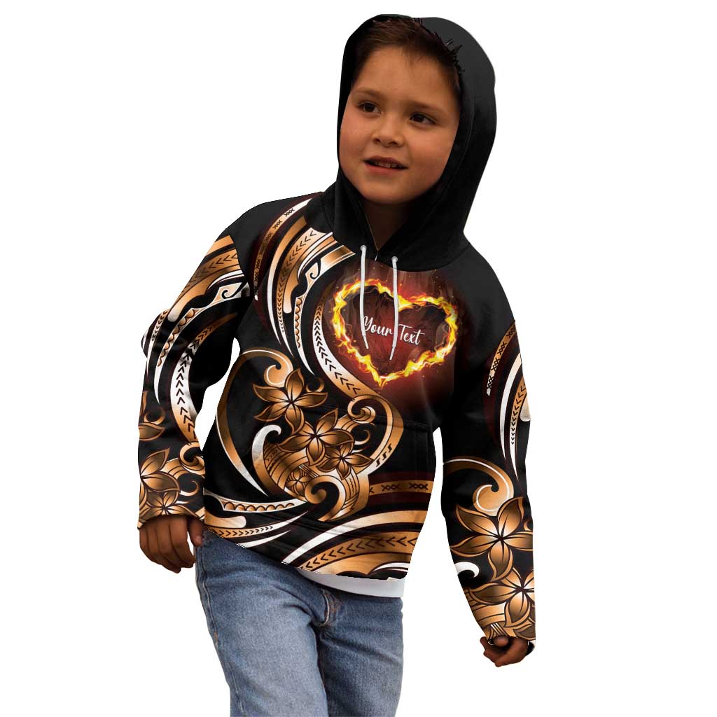 Personalised Polynesian Fiery Heart Kid Hoodie Passionate Love