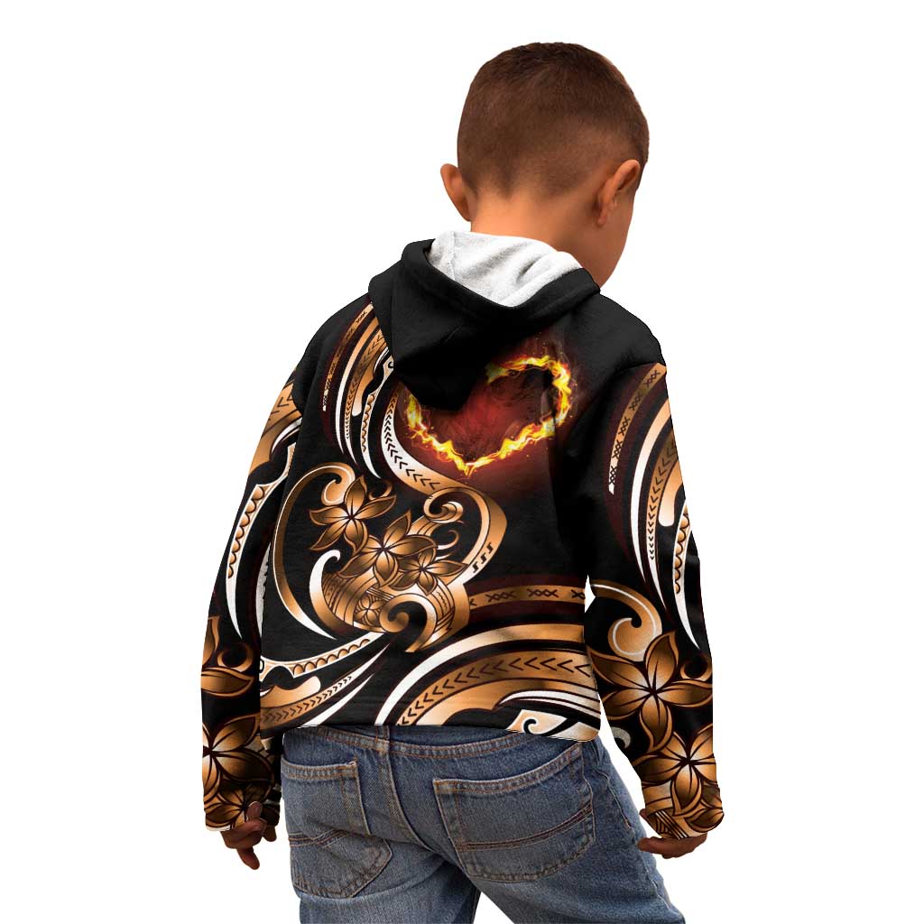 Personalised Polynesian Fiery Heart Kid Hoodie Passionate Love