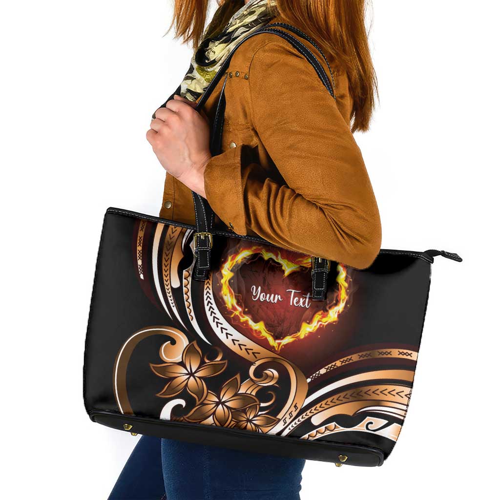 Personalised Polynesian Fiery Heart Leather Tote Bag Passionate Love