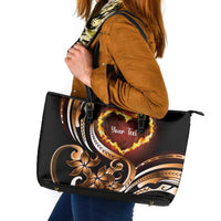 Personalised Polynesian Fiery Heart Leather Tote Bag Passionate Love