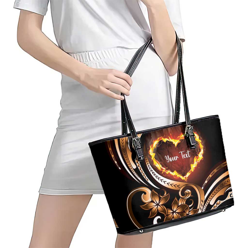 Personalised Polynesian Fiery Heart Leather Tote Bag Passionate Love