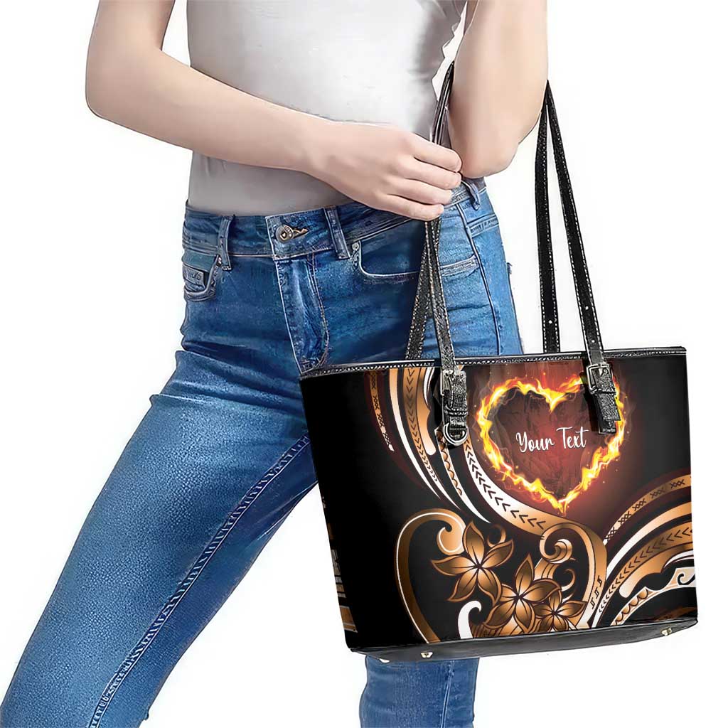 Personalised Polynesian Fiery Heart Leather Tote Bag Passionate Love