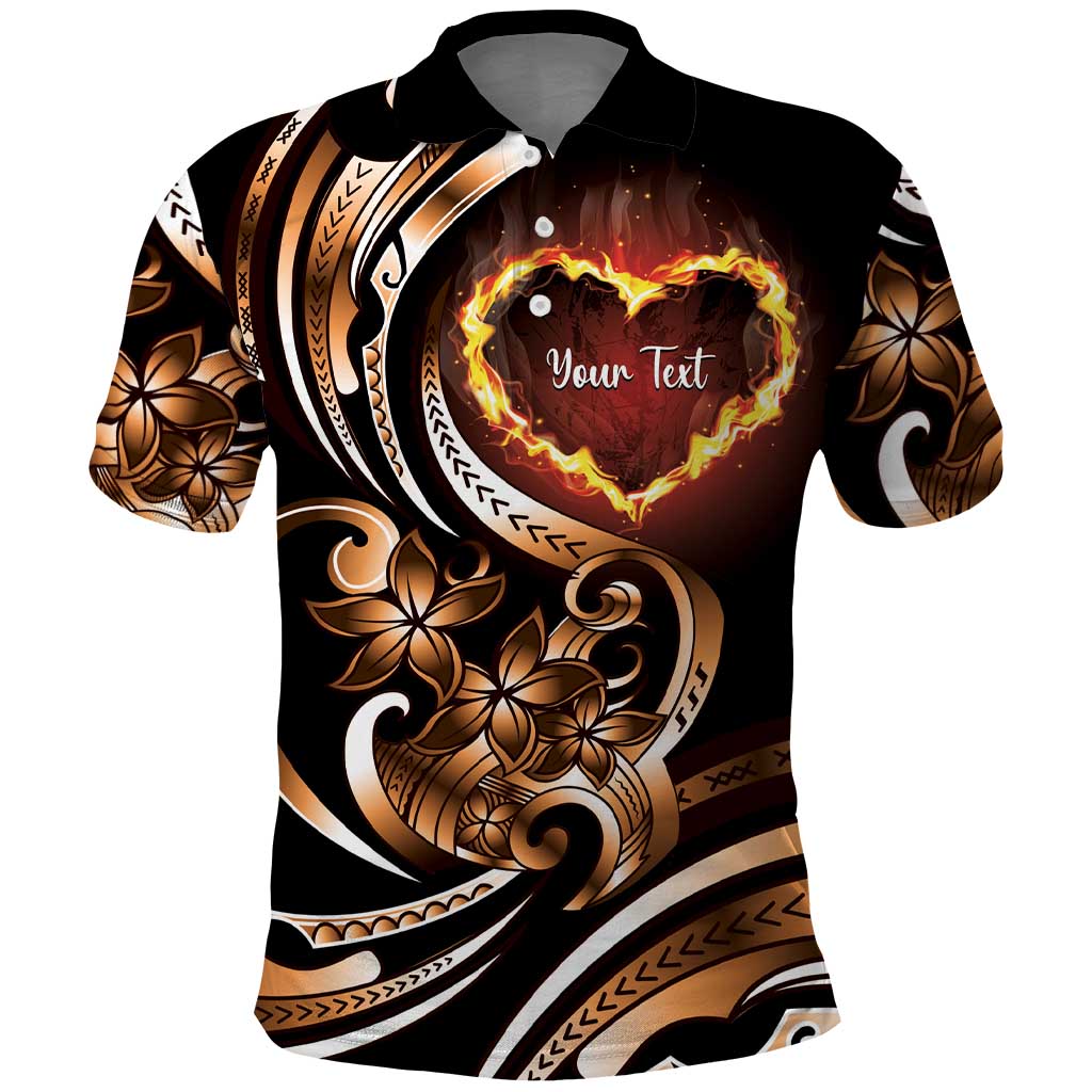 Personalised Polynesian Fiery Heart Polo Shirt Passionate Love