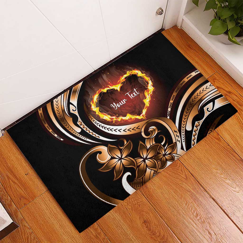 Personalised Polynesian Fiery Heart Rubber Doormat Passionate Love