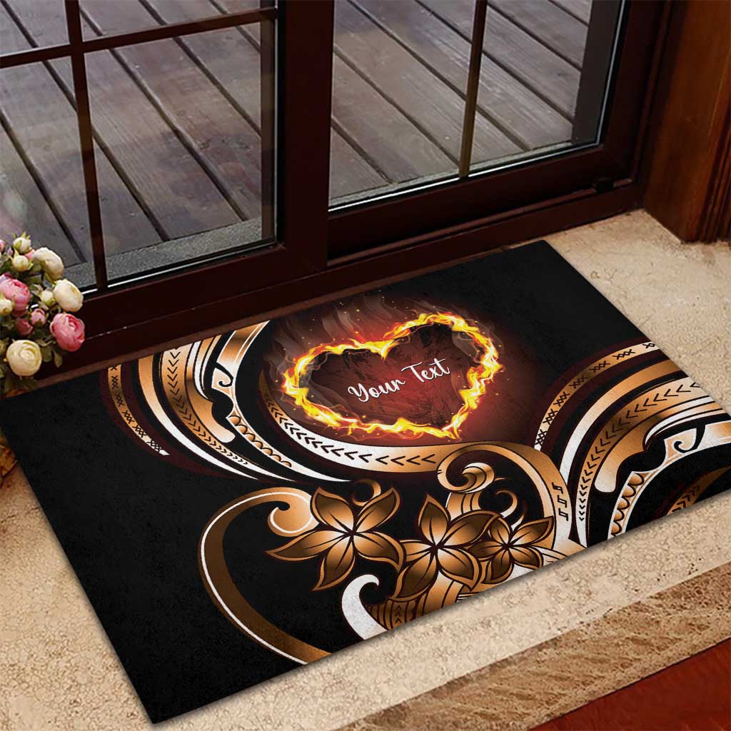Personalised Polynesian Fiery Heart Rubber Doormat Passionate Love