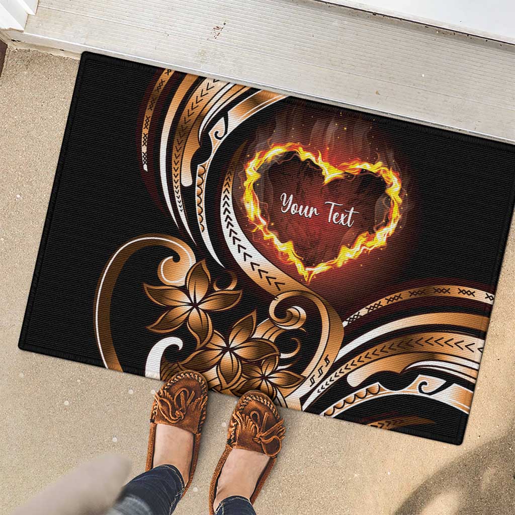 Personalised Polynesian Fiery Heart Rubber Doormat Passionate Love