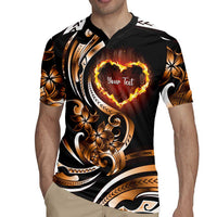 Personalised Polynesian Fiery Heart Rugby Jersey Passionate Love