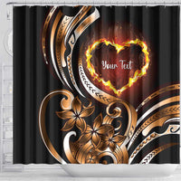 Personalised Polynesian Fiery Heart Shower Curtain Passionate Love
