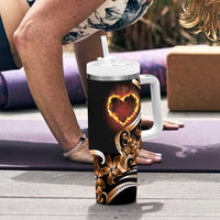 Personalised Polynesian Fiery Heart Tumbler With Handle Passionate Love