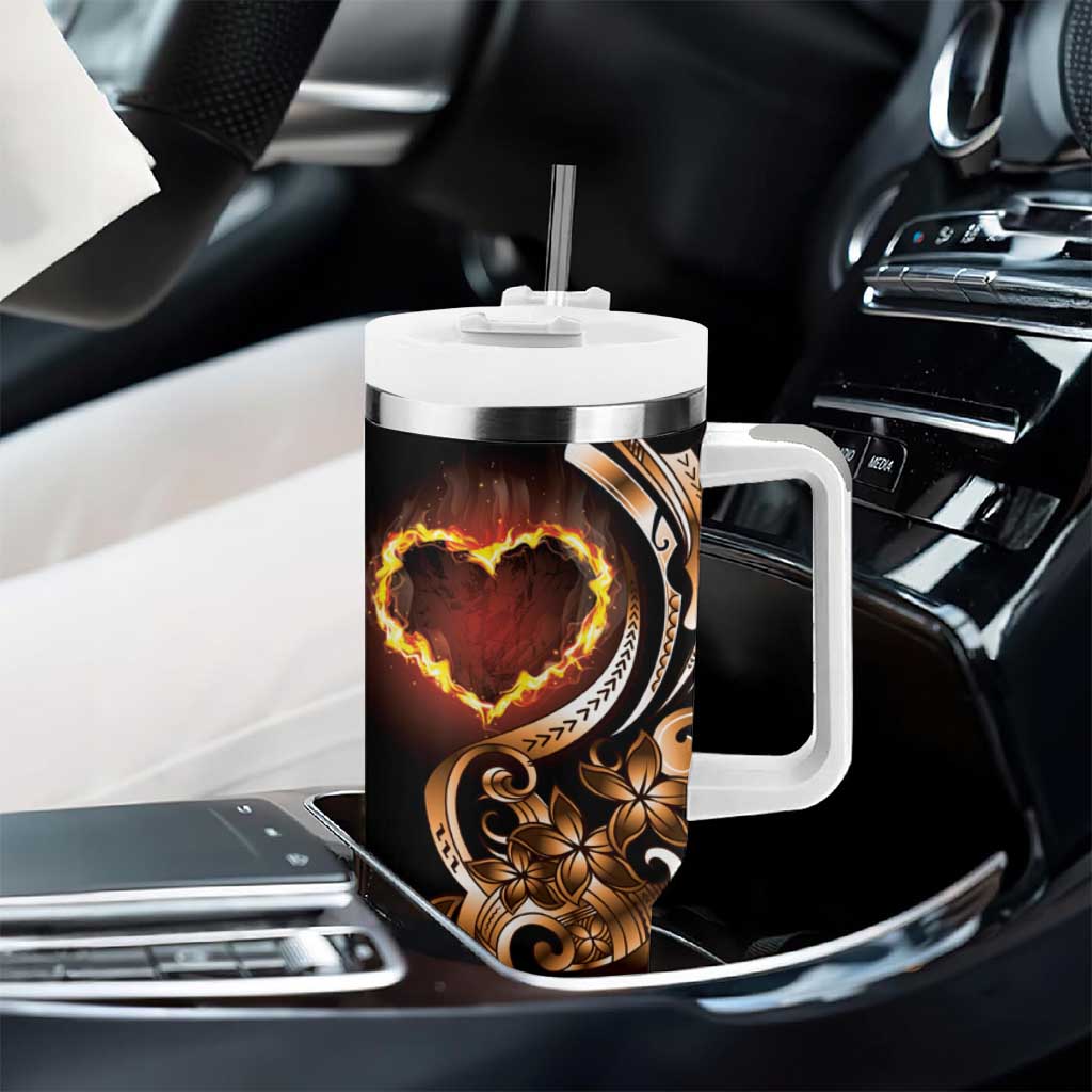 Personalised Polynesian Fiery Heart Tumbler With Handle Passionate Love