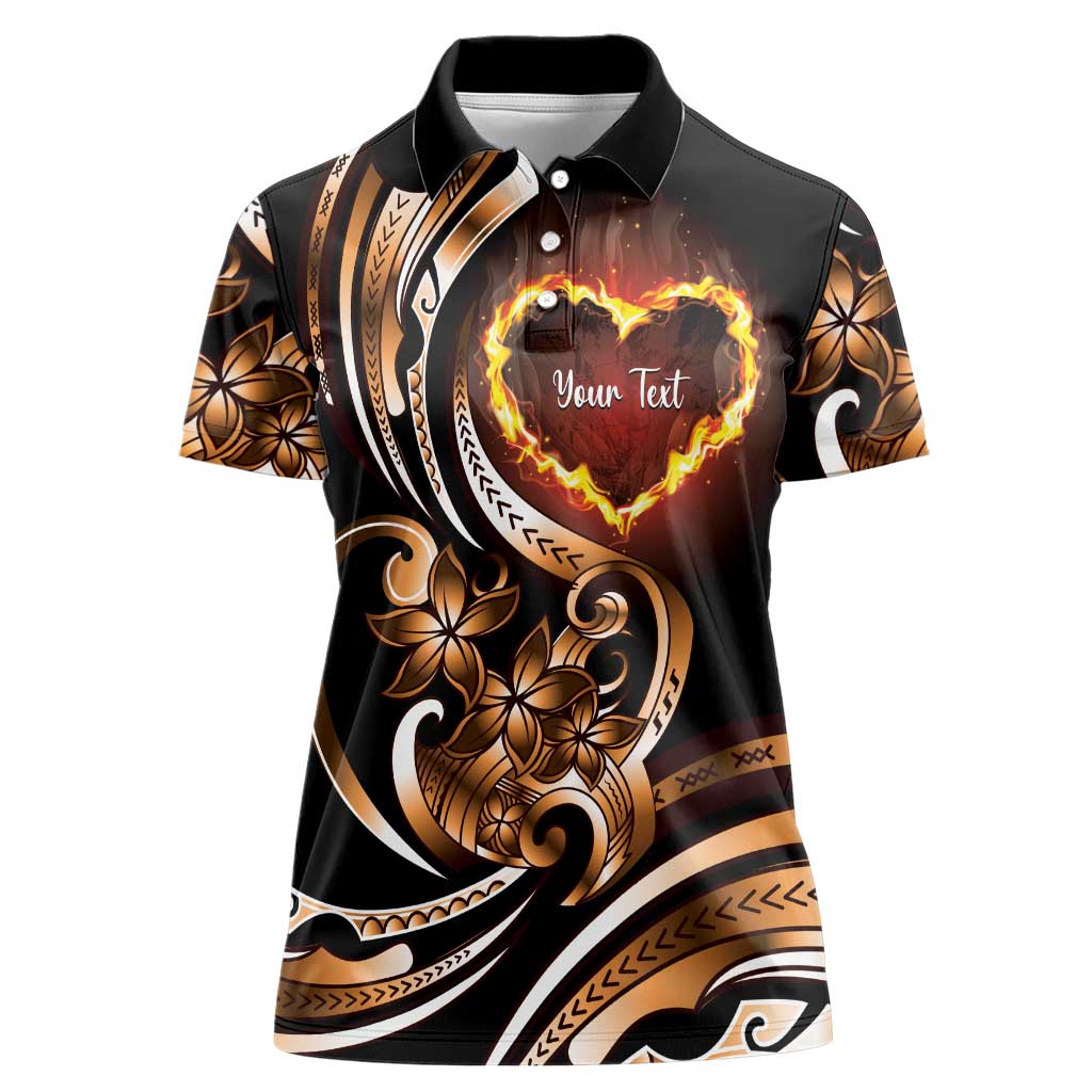 Personalised Polynesian Fiery Heart Women Polo Shirt Passionate Love