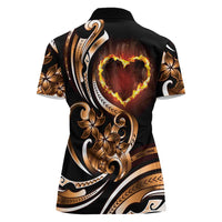 Personalised Polynesian Fiery Heart Women Polo Shirt Passionate Love