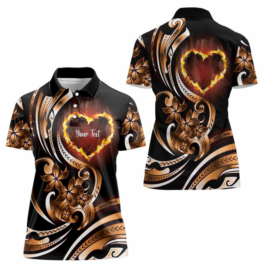 Personalised Polynesian Fiery Heart Women Polo Shirt Passionate Love