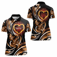 Personalised Polynesian Fiery Heart Women Polo Shirt Passionate Love