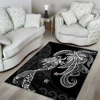 Polynesian Mermaid Plumeria Tribal Tattoo Area Rug