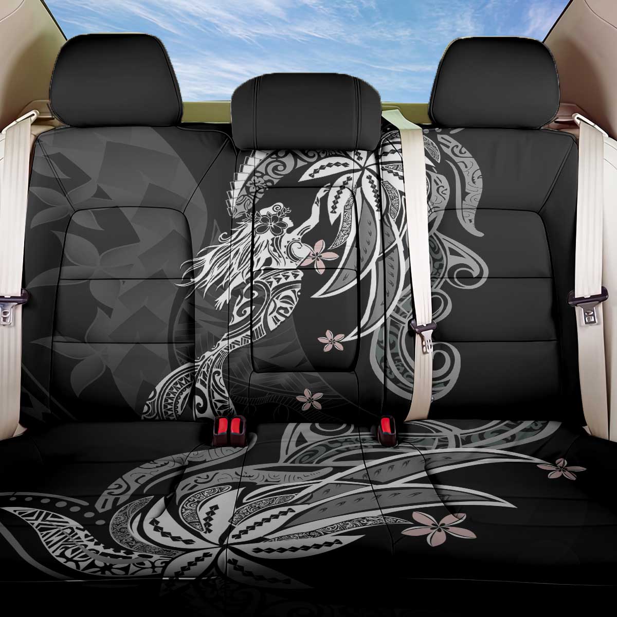 Polynesian Mermaid Plumeria Tribal Tattoo Back Car Seat Cover