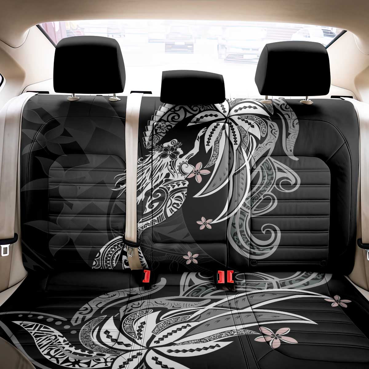 Polynesian Mermaid Plumeria Tribal Tattoo Back Car Seat Cover