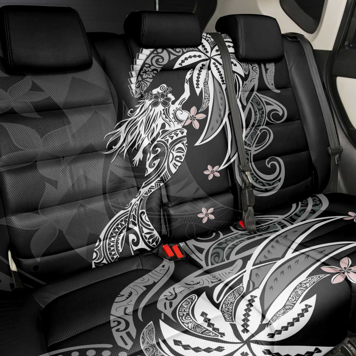 Polynesian Mermaid Plumeria Tribal Tattoo Back Car Seat Cover