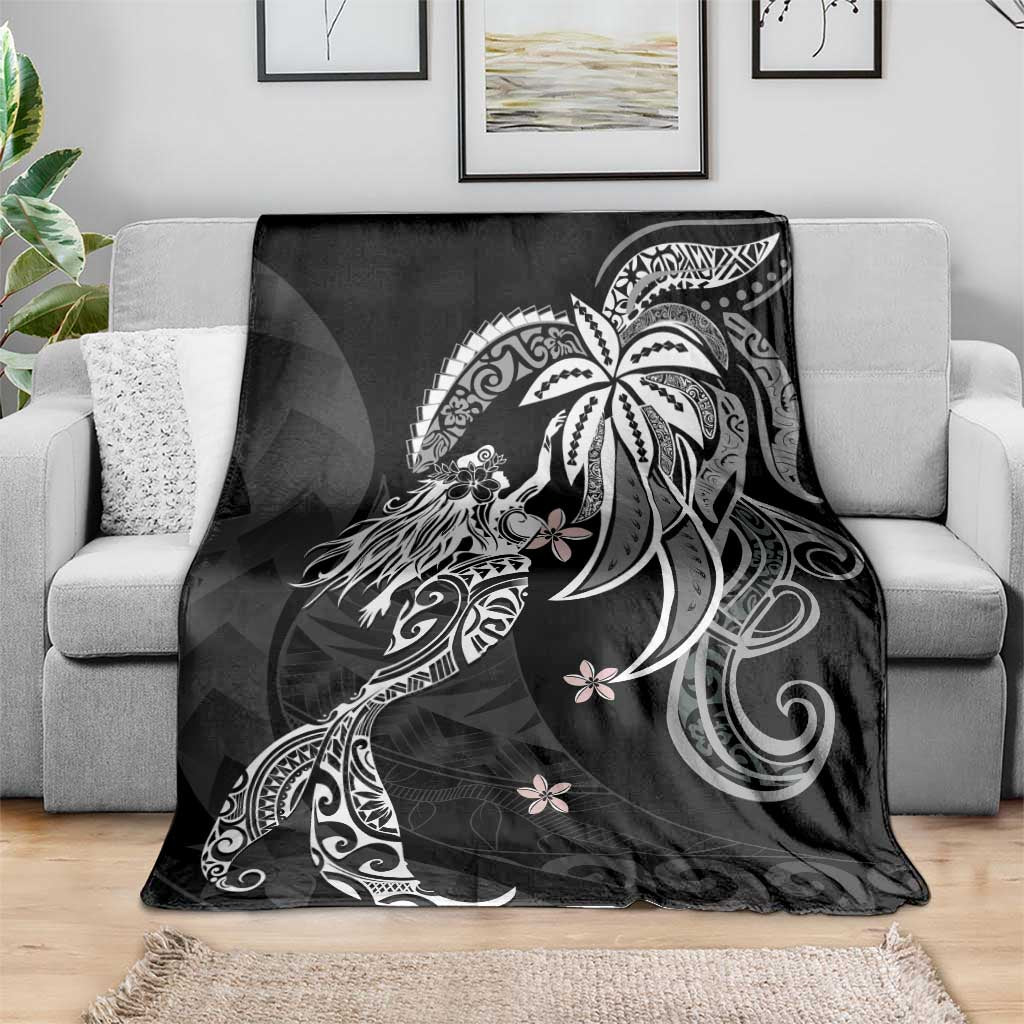 Polynesian Mermaid Plumeria Tribal Tattoo Blanket