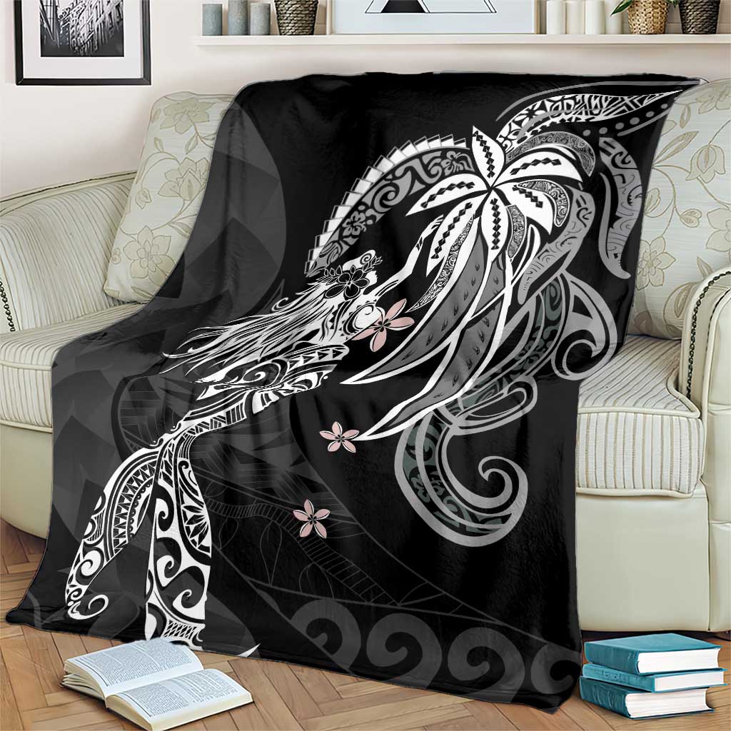 Polynesian Mermaid Plumeria Tribal Tattoo Blanket