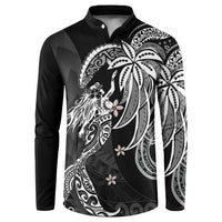 Polynesian Mermaid Plumeria Tribal Tattoo Button Sweatshirt LT01 Black - Polynesian Pride