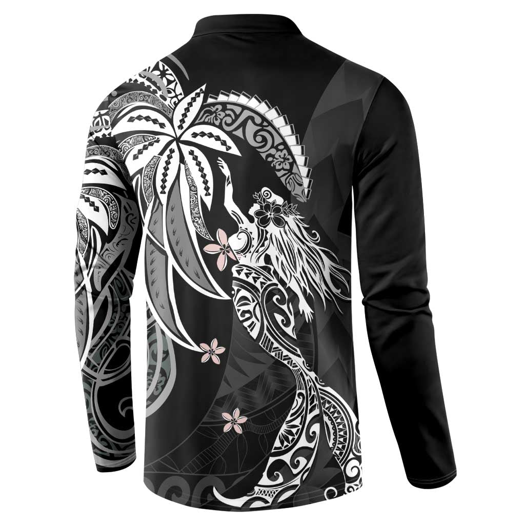 Polynesian Mermaid Plumeria Tribal Tattoo Button Sweatshirt LT01 - Polynesian Pride
