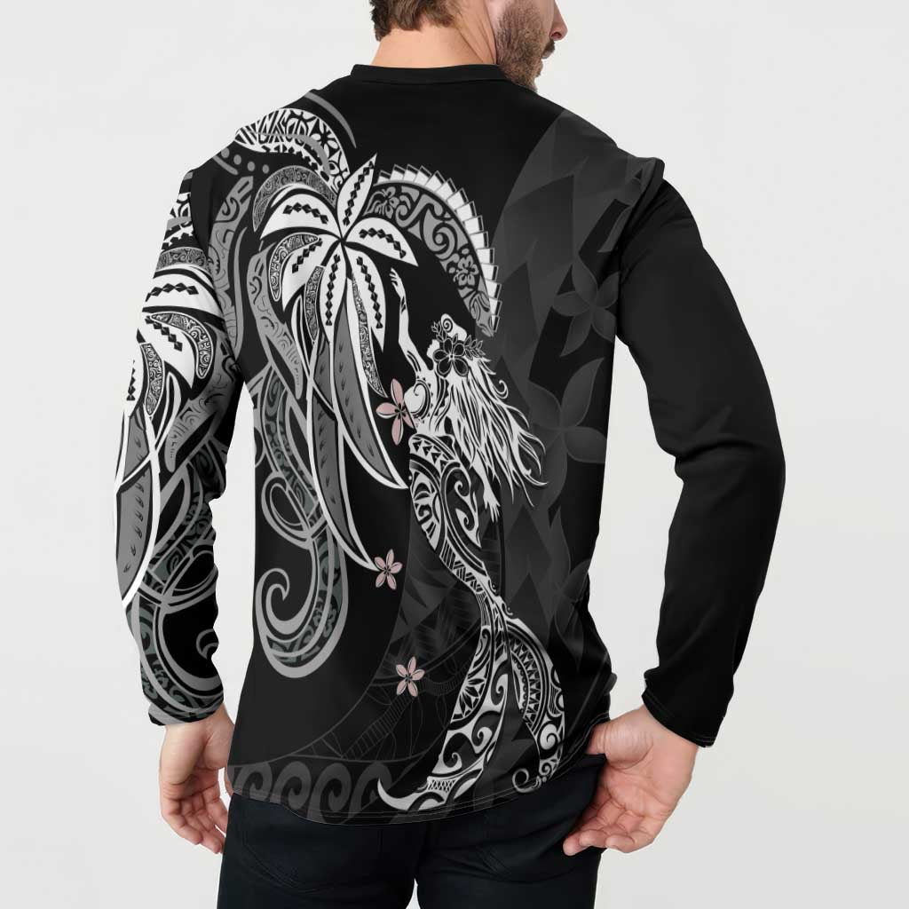 Polynesian Mermaid Plumeria Tribal Tattoo Button Sweatshirt LT01 - Polynesian Pride
