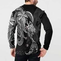 Polynesian Mermaid Plumeria Tribal Tattoo Button Sweatshirt LT01 - Polynesian Pride