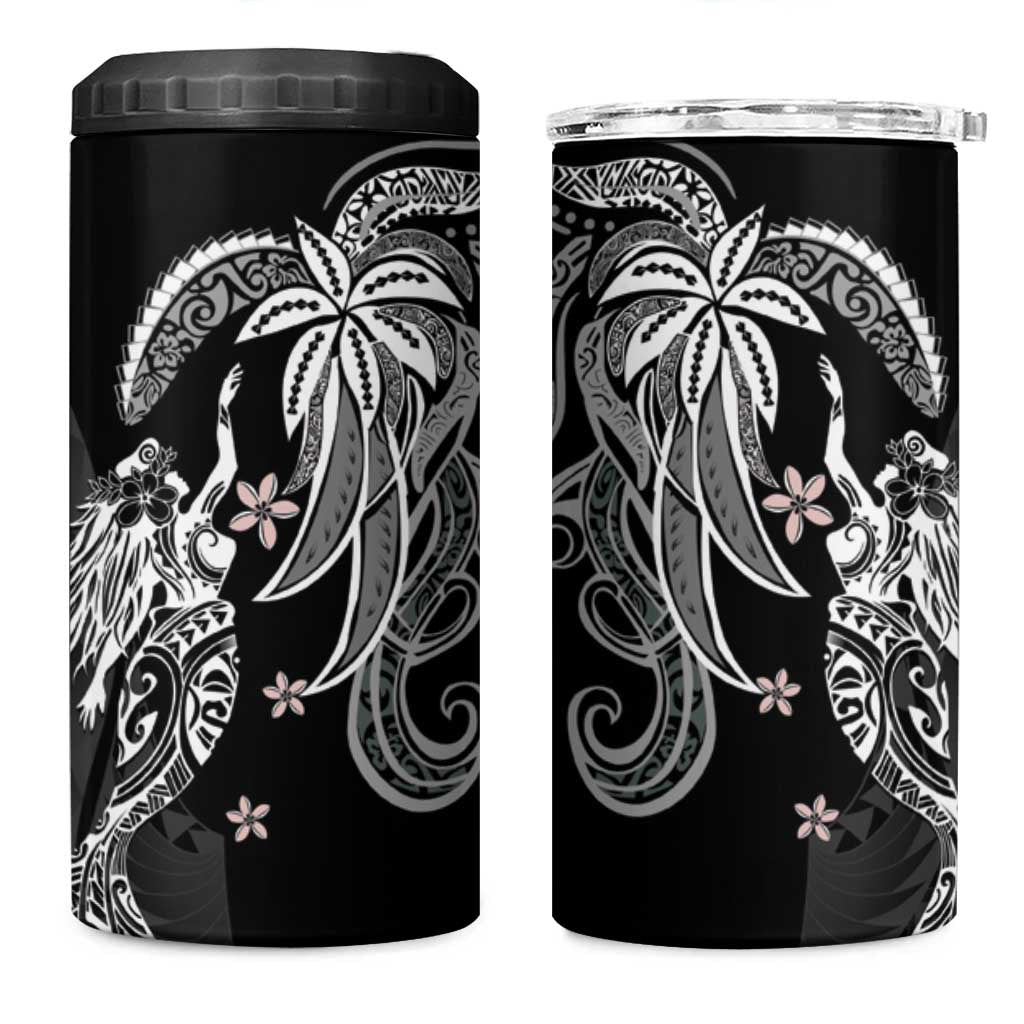 Polynesian Mermaid Plumeria Tribal Tattoo 4 in 1 Can Cooler Tumbler