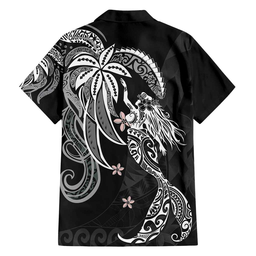Polynesian Mermaid Plumeria Tribal Tattoo Family Matching Off Shoulder Maxi Dress and Hawaiian Shirt