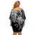Polynesian Mermaid Plumeria Tribal Tattoo Family Matching Off Shoulder Short Dress and Hawaiian Shirt