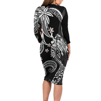 Polynesian Mermaid Plumeria Tribal Tattoo Long Sleeve Bodycon Dress LT01 - Polynesian Pride