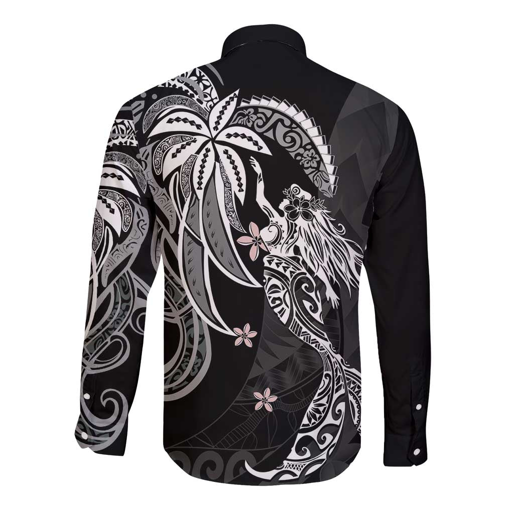 Polynesian Mermaid Plumeria Tribal Tattoo Long Sleeve Button Shirt LT01 - Polynesian Pride