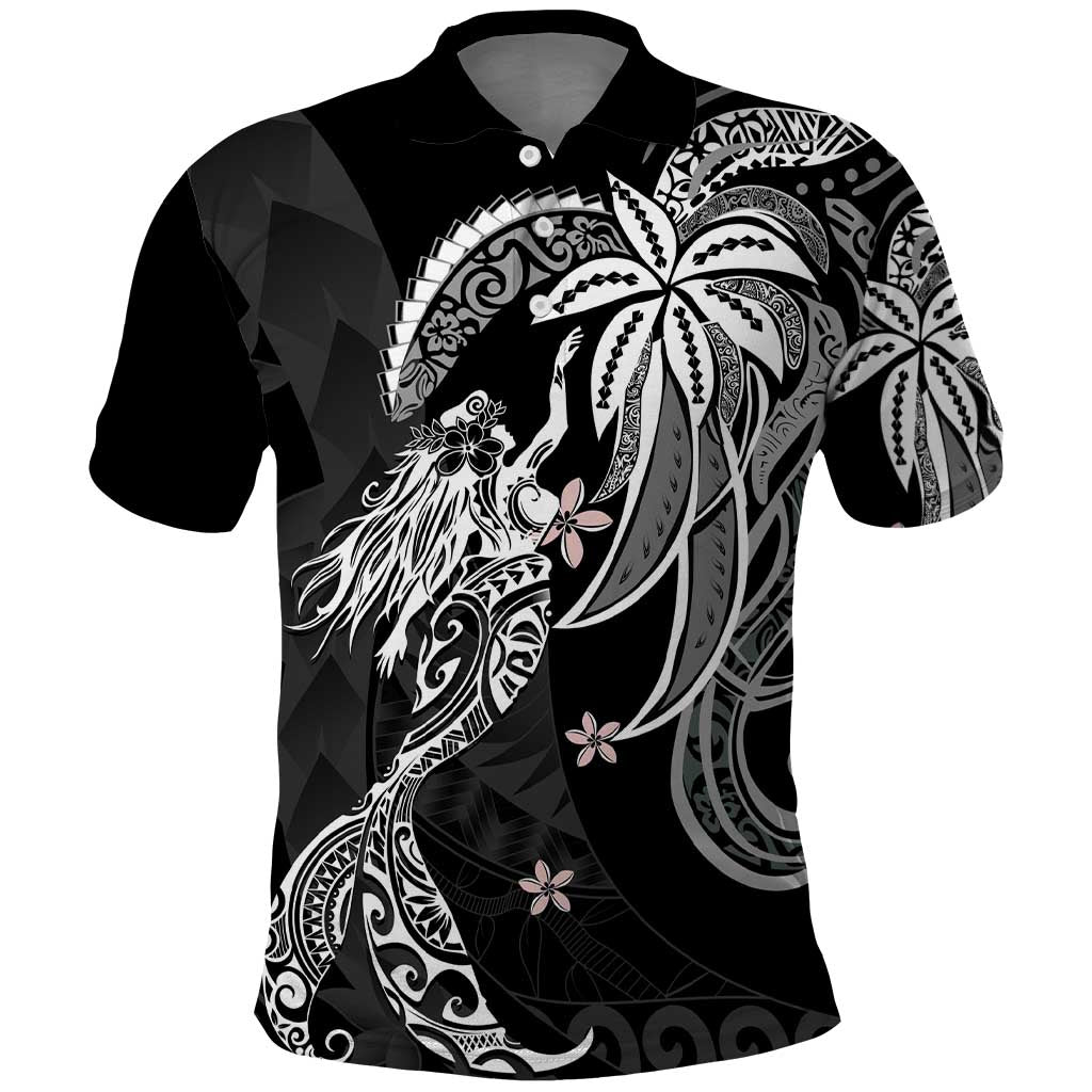 Polynesian Mermaid Plumeria Tribal Tattoo Polo Shirt