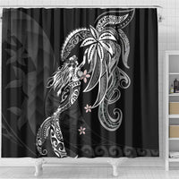 Polynesian Mermaid Plumeria Tribal Tattoo Shower Curtain