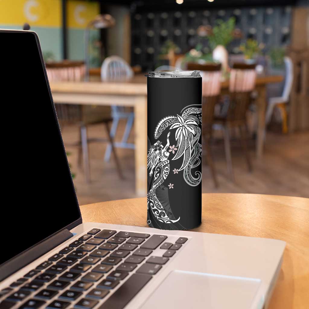 Polynesian Mermaid Plumeria Tribal Tattoo Skinny Tumbler