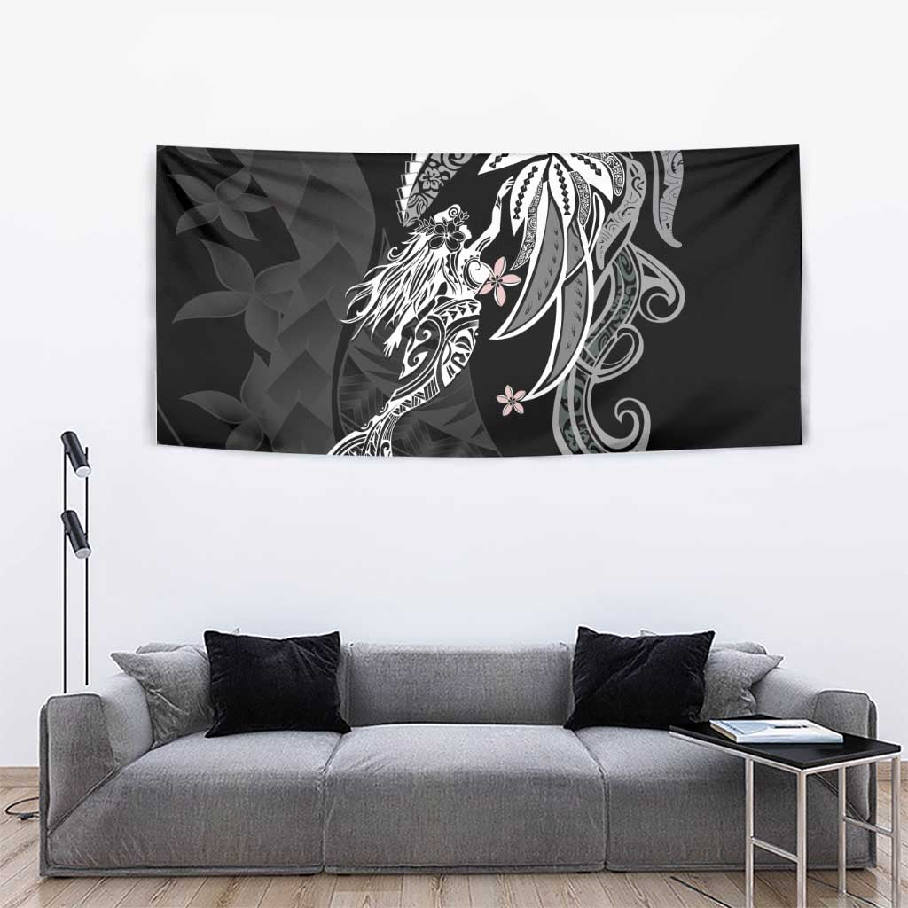 Polynesian Mermaid Plumeria Tribal Tattoo Tapestry