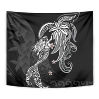 Polynesian Mermaid Plumeria Tribal Tattoo Tapestry
