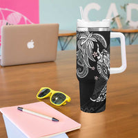 Polynesian Mermaid Plumeria Tribal Tattoo Tumbler With Handle