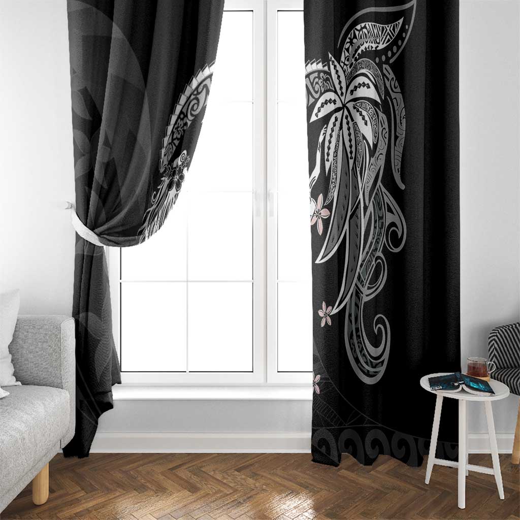 Polynesian Mermaid Plumeria Tribal Tattoo Window Curtain