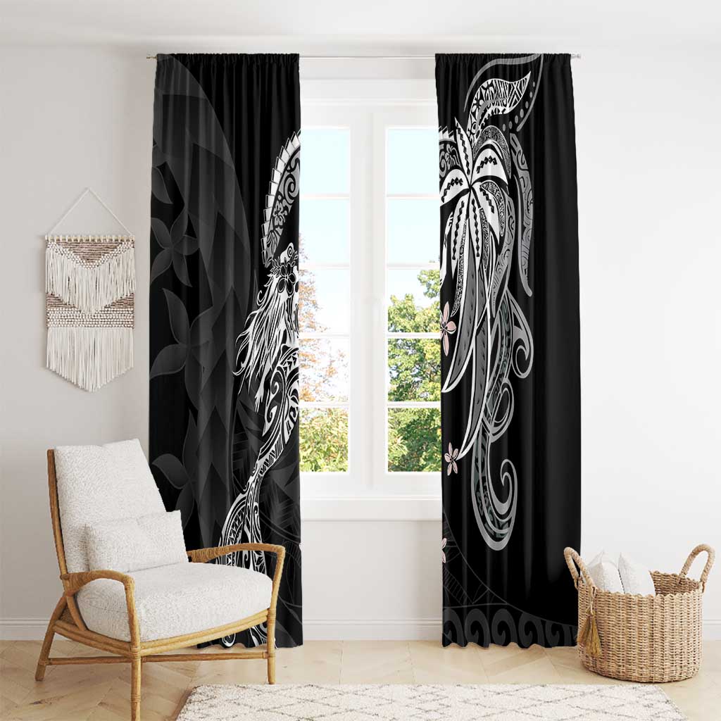 Polynesian Mermaid Plumeria Tribal Tattoo Window Curtain