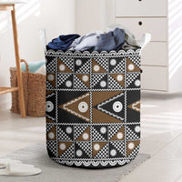 Fiji Brown Masi Pattern Laundry Basket Fijian Tapa