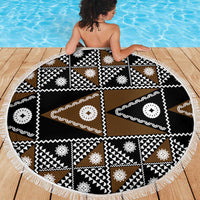 Fiji Brown Masi Pattern Beach Blanket Fijian Tapa