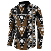 Fiji Brown Masi Pattern Button Sweatshirt Fijian Tapa