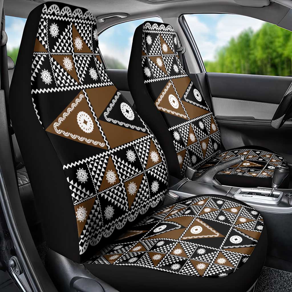 Fiji Brown Masi Pattern Car Seat Cover Fijian Tapa