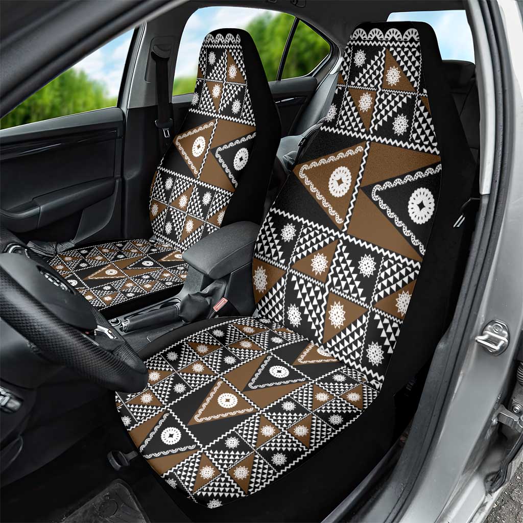 Fiji Brown Masi Pattern Car Seat Cover Fijian Tapa