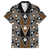 Fiji Brown Masi Pattern Family Matching Off Shoulder Short Dress and Hawaiian Shirt Fijian Tapa LT01 Dad's Shirt - Short Sleeve Brown - Polynesian Pride