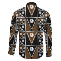 Fiji Brown Masi Pattern Family Matching Off Shoulder Short Dress and Hawaiian Shirt Fijian Tapa LT01 - Polynesian Pride